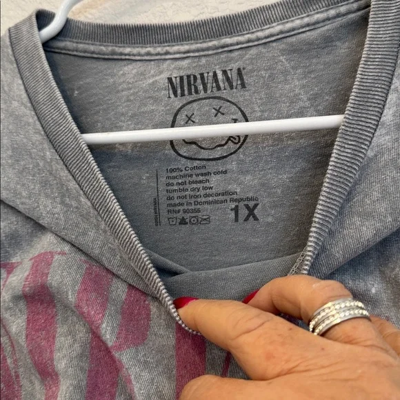 Upcycled Nirvana Gray and Pink Tie-Dye Sweatshirt NWOT - Picture 9 of 13